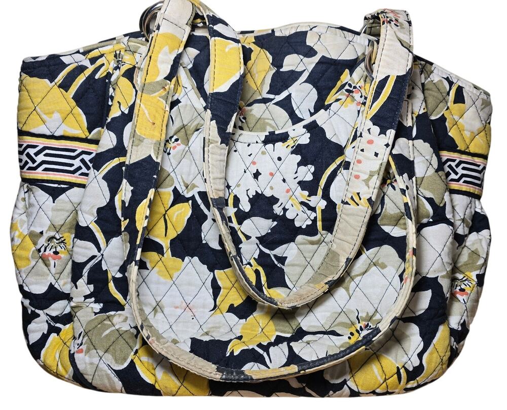 Vera Bradley Retired Dogwood Glenna Satchel Bag Handbag Purse Gold Yellow Black